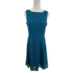 Adrianna Papell Lace Fit & Flare Cocktail Party Dress Teal Blue Size‎ 8